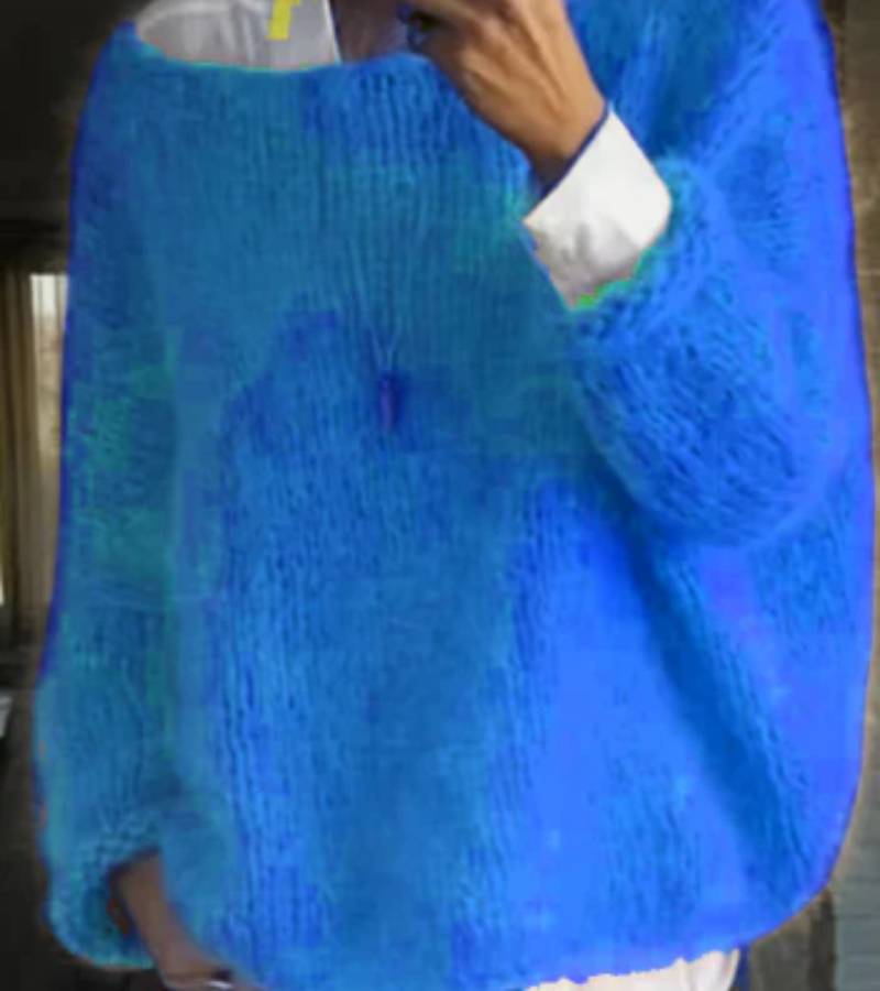 Strickpullover Damen flauschig, Oversize mit Rundhalsausschnitt