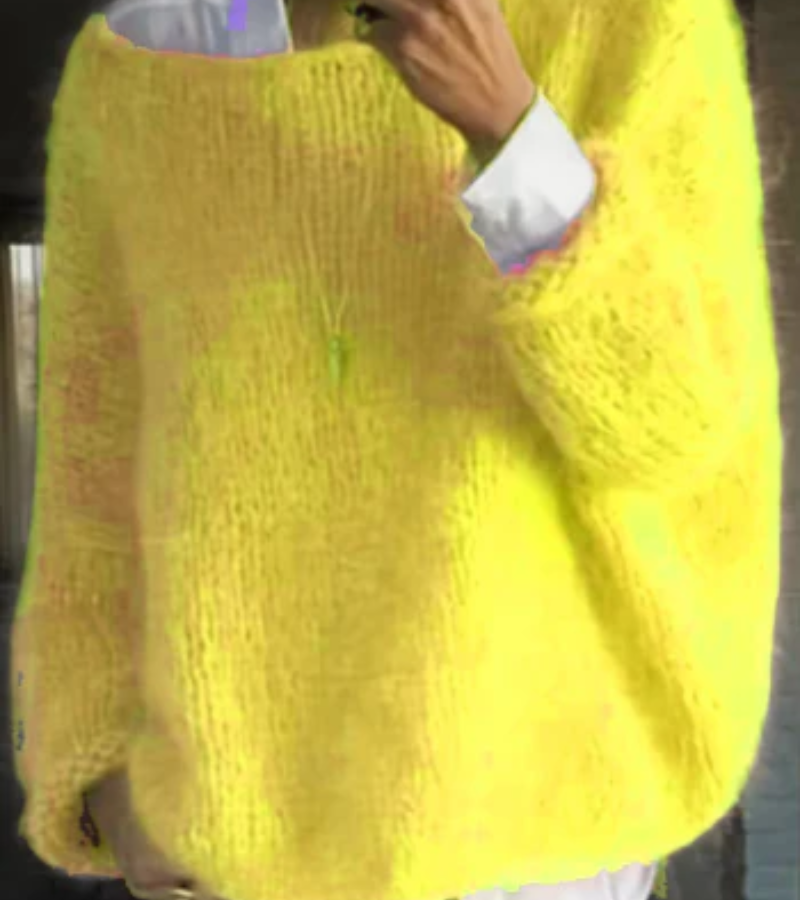Strickpullover Damen flauschig, Oversize mit Rundhalsausschnitt