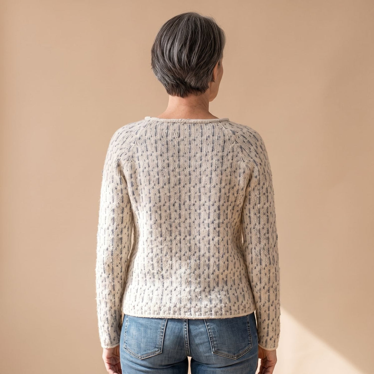 Strickpullover Damen in Waffelstrick, locker mit Rundhalsausschnitt