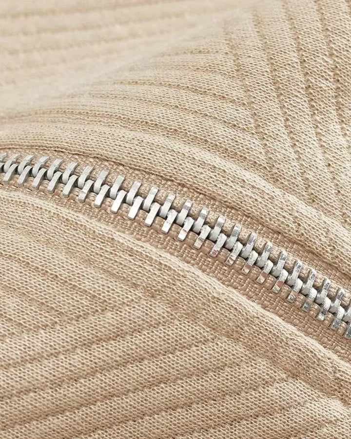 Strickpullover Herren in Strukturstrick mit Polokragen und Reissverschluss