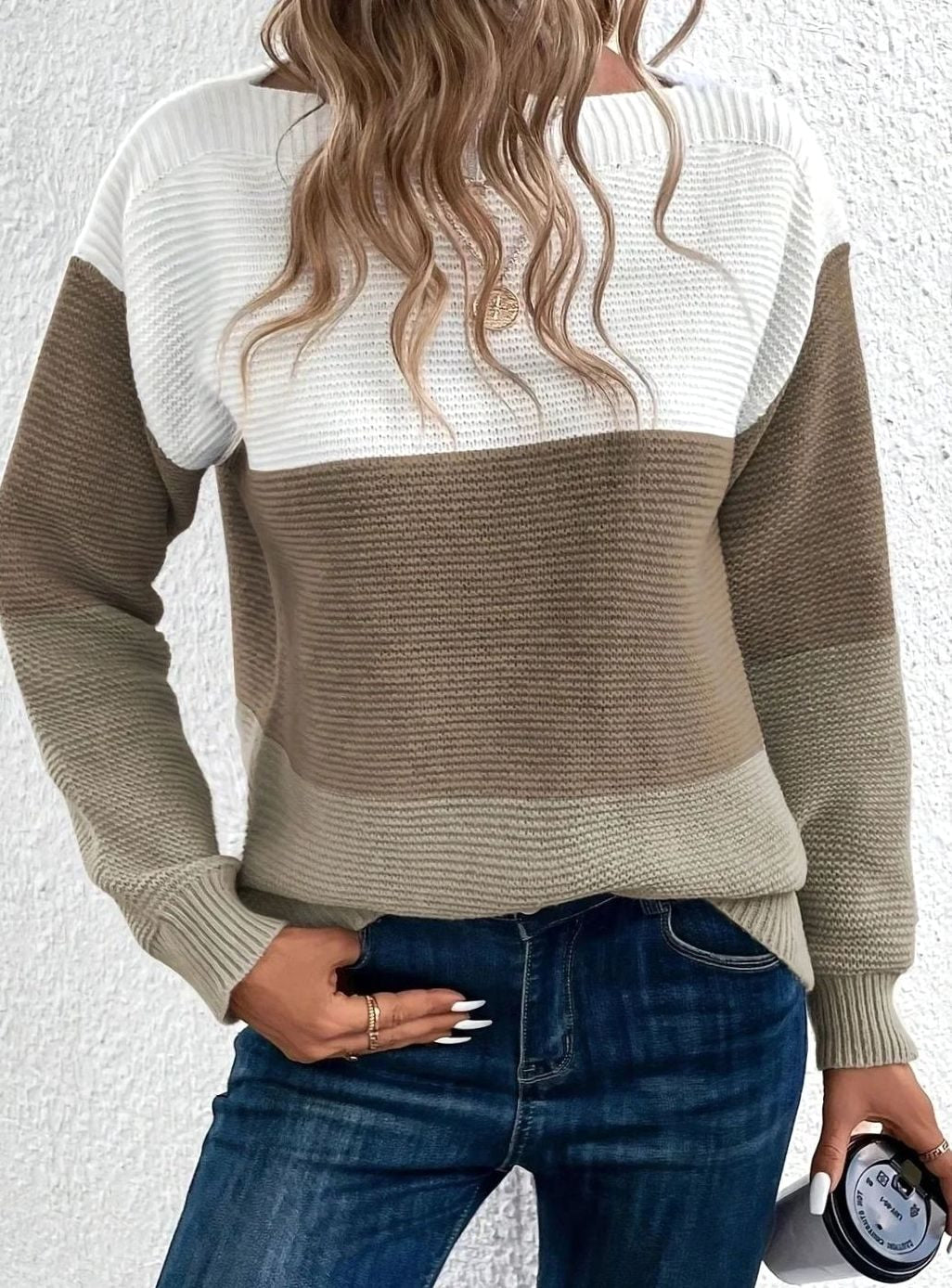 Pullover mit Colourblock und U-Boot-Ausschnitt