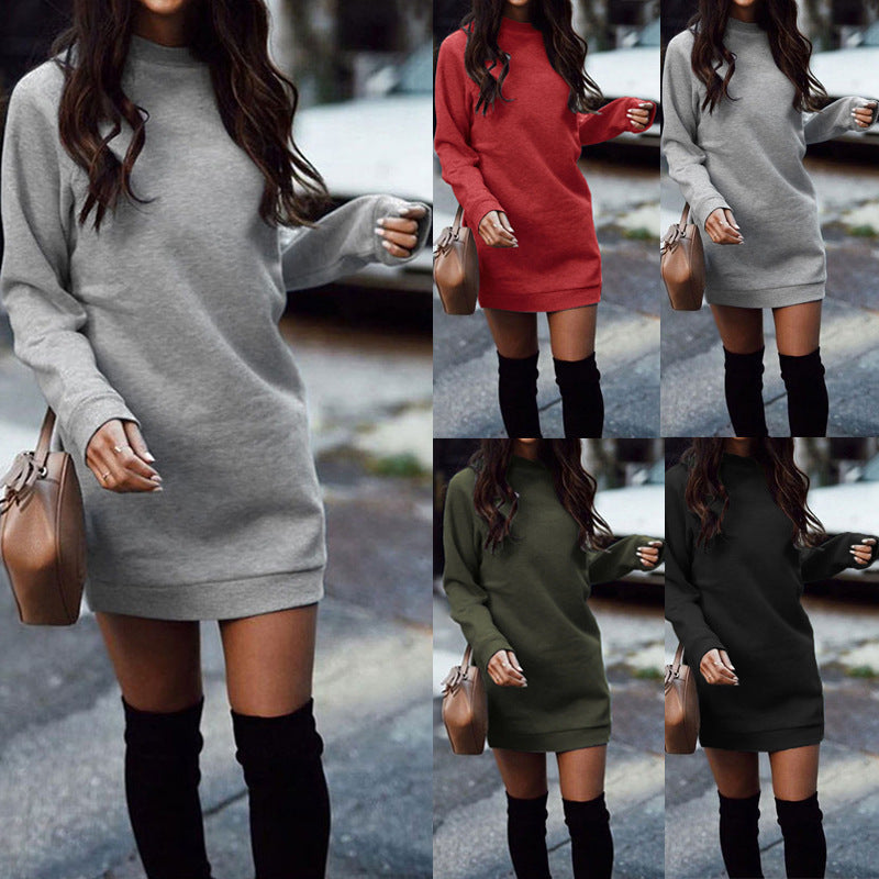 Kleid im Sweatshirt-Stil mit Rundhals und langen Ärmeln für Damen