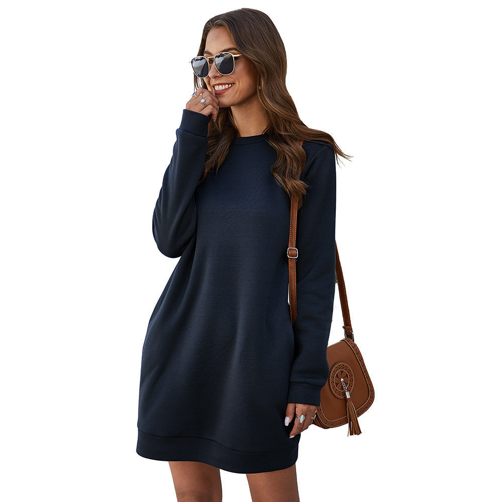 Kleid im Sweatshirt-Stil mit Rundhals und langen Ärmeln für Damen