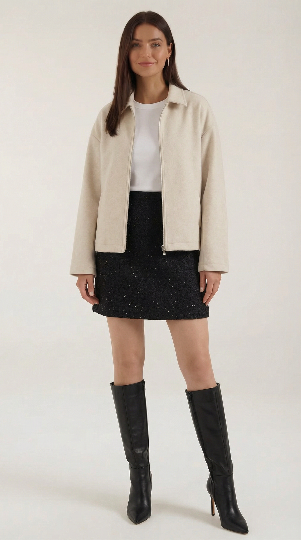 Jacke mit durchgehendem Reissverschluss, Kragen und Taschen für Damen