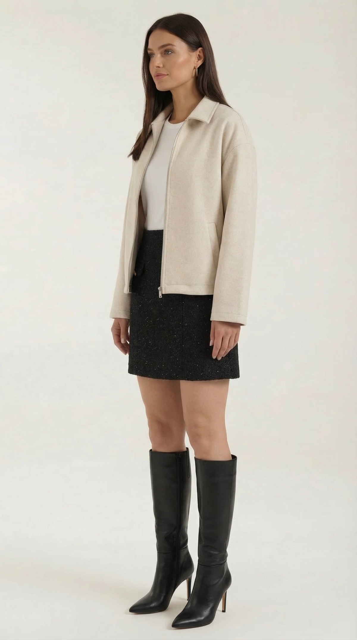Jacke mit durchgehendem Reissverschluss, Kragen und Taschen für Damen