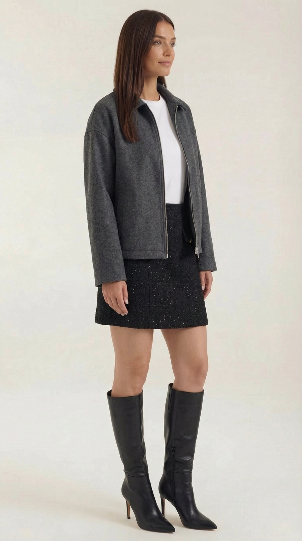 Jacke mit durchgehendem Reissverschluss, Kragen und Taschen für Damen