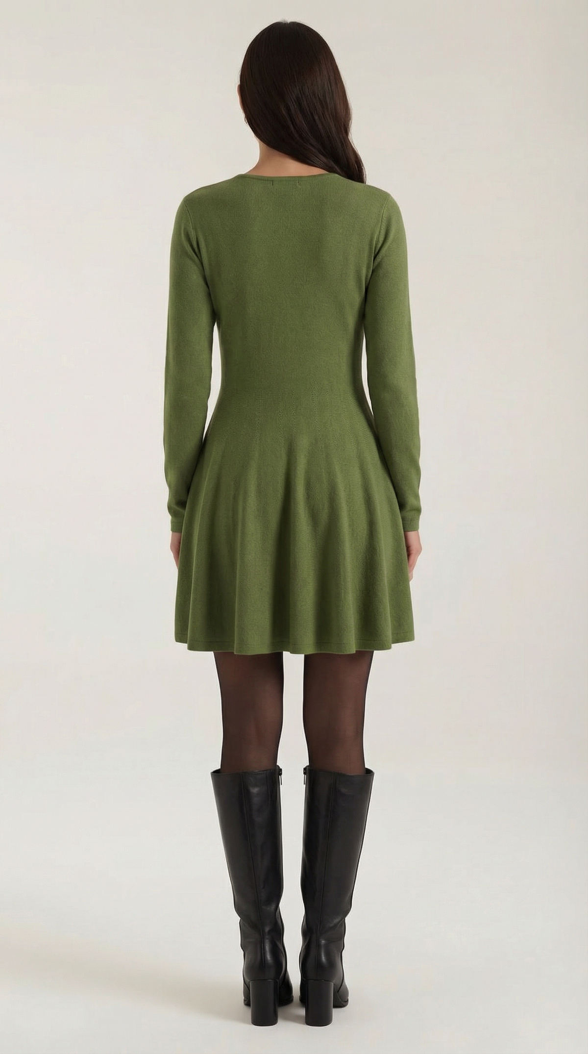 Kurzes Kleid mit Plisseerock und Rundhalsausschnitt für Damen