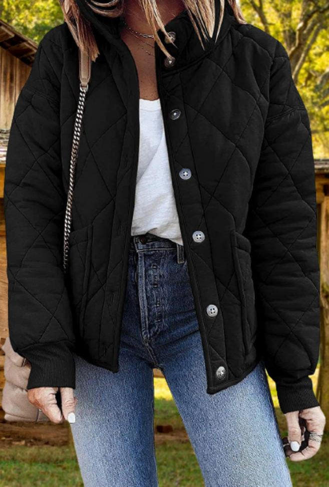 Steppjacke mit Rautensteppung und Fronttaschen