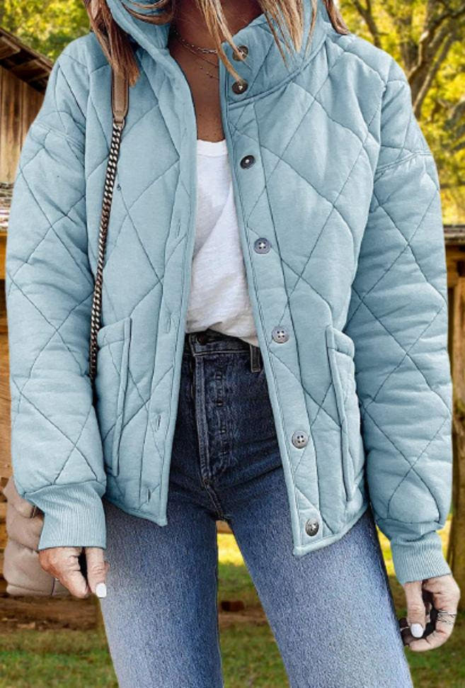 Steppjacke mit Rautensteppung und Fronttaschen