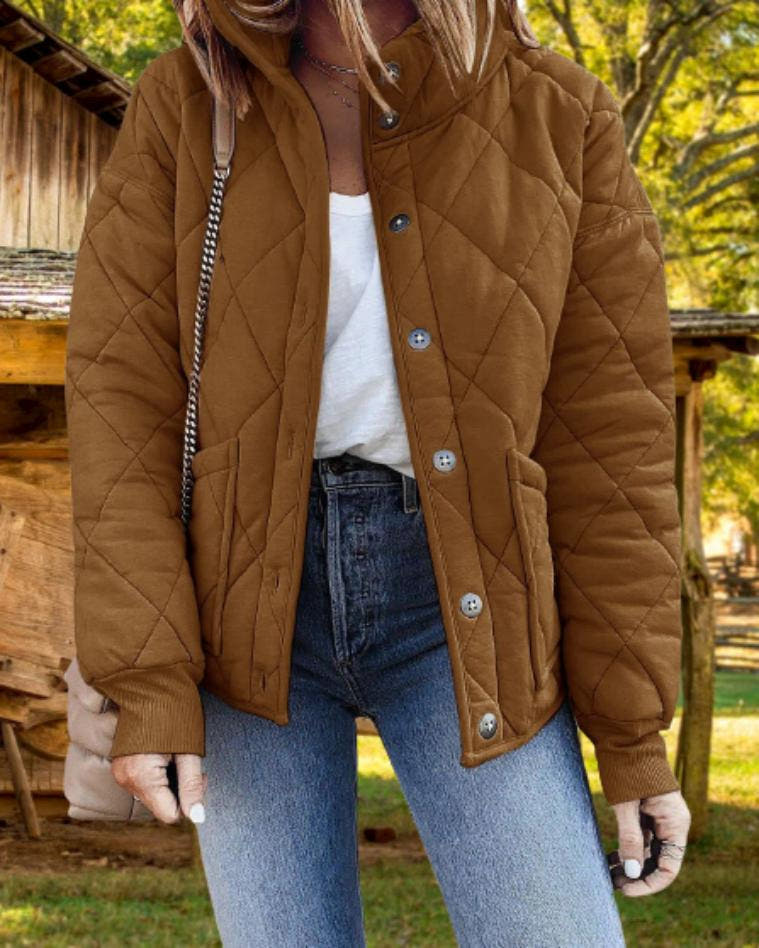 Steppjacke mit Rautensteppung und Fronttaschen