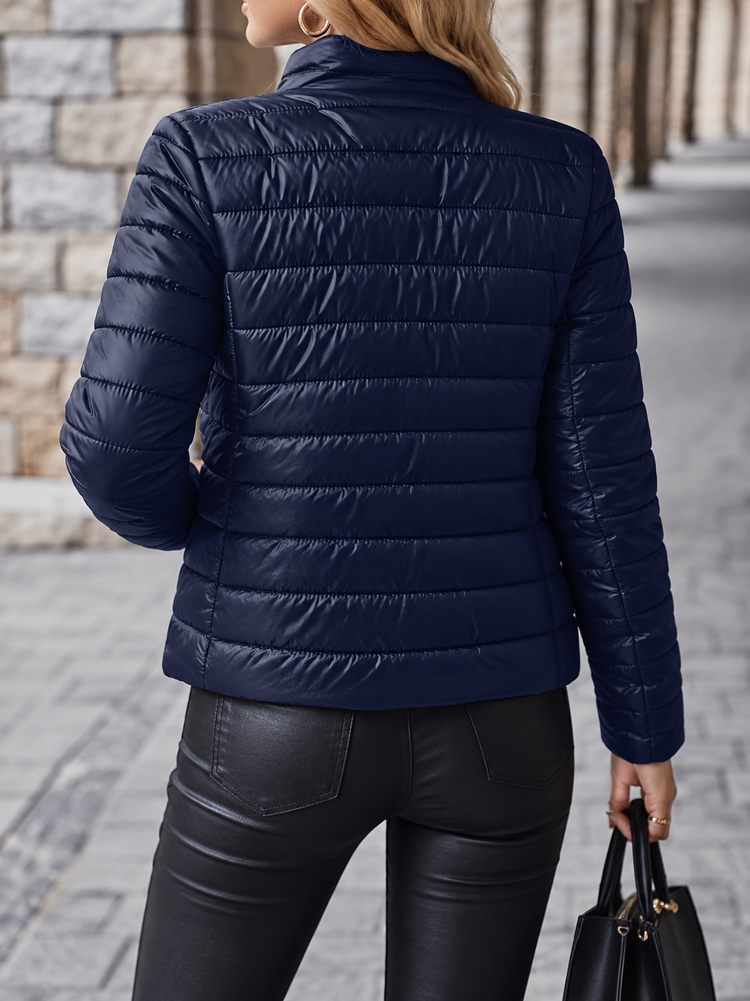 Steppjacke mit Teddyfleece-Futter und Stehkragen
