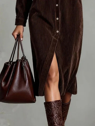 Samtkleid im Hemdstil mit Knopfleiste für Damen