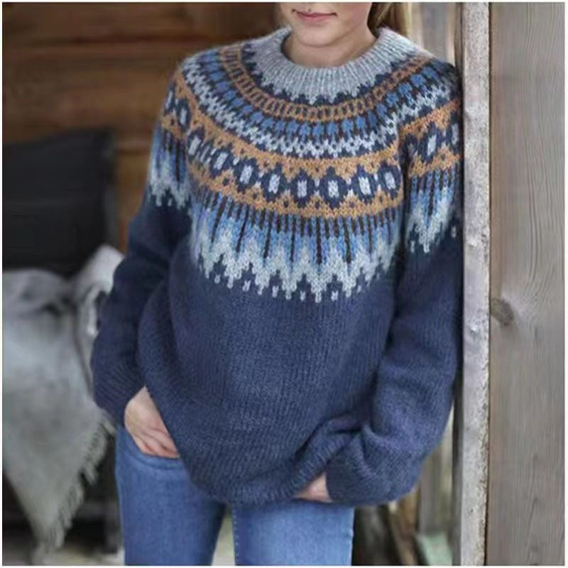 Weihnachtspullover Damen aus Strick mit winterlichem Muster