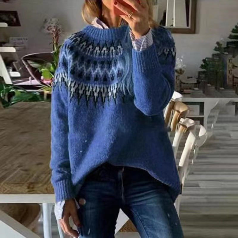 Weihnachtspullover Damen aus Strick mit winterlichem Muster