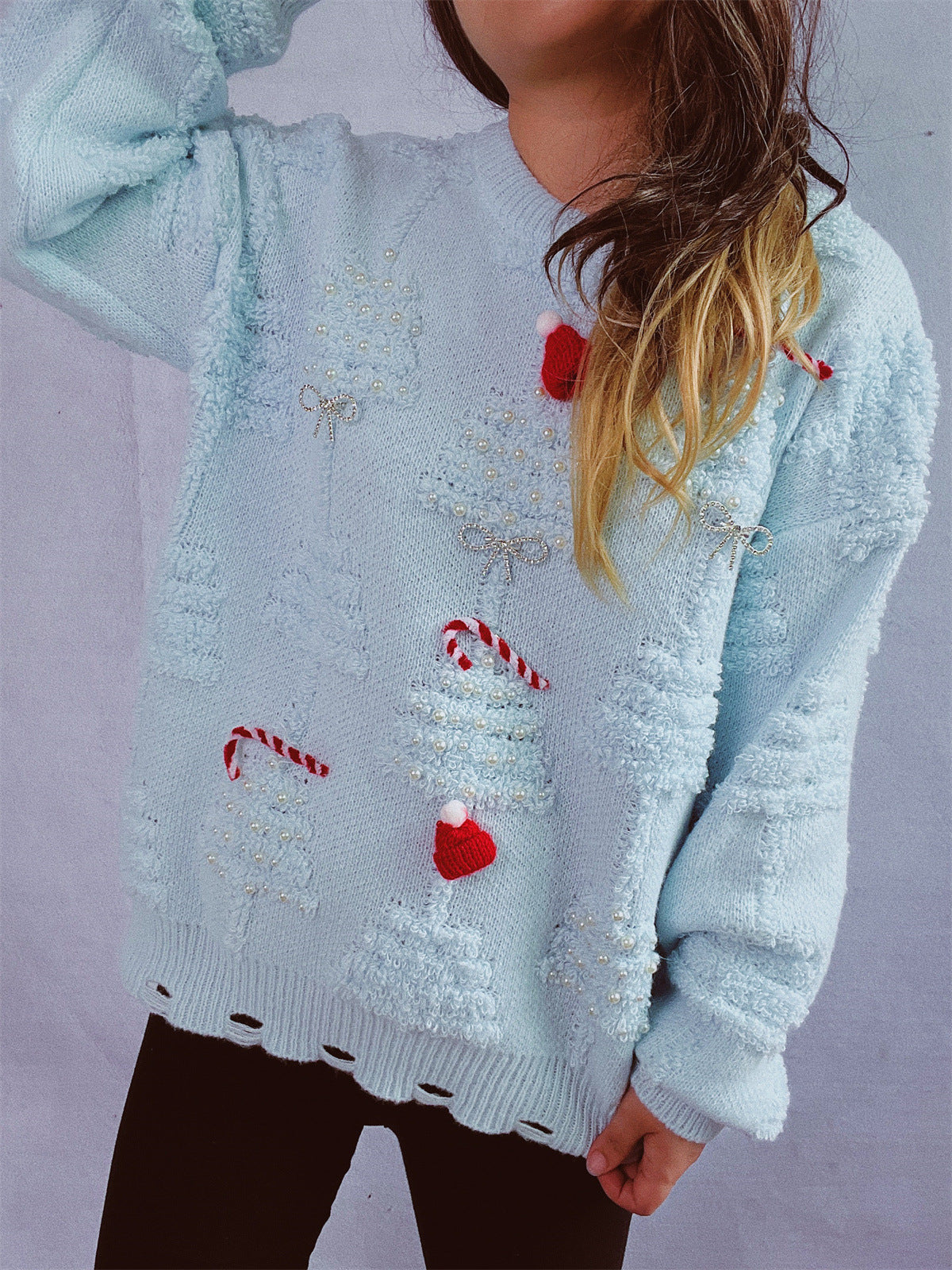 Weihnachtspullover Damen aus weichem Strick mit Weihnachtsmotiven