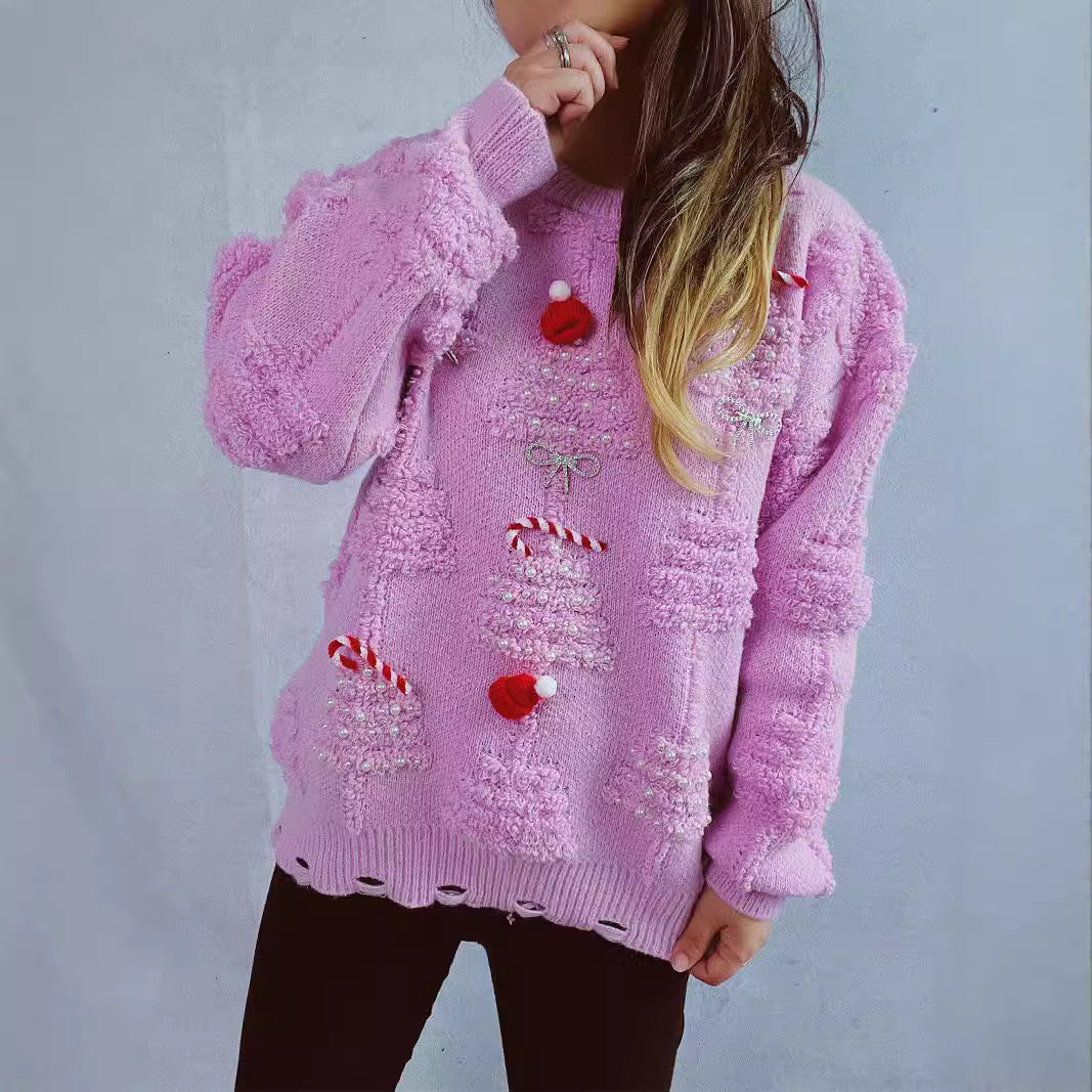 Weihnachtspullover Damen aus weichem Strick mit Weihnachtsmotiven