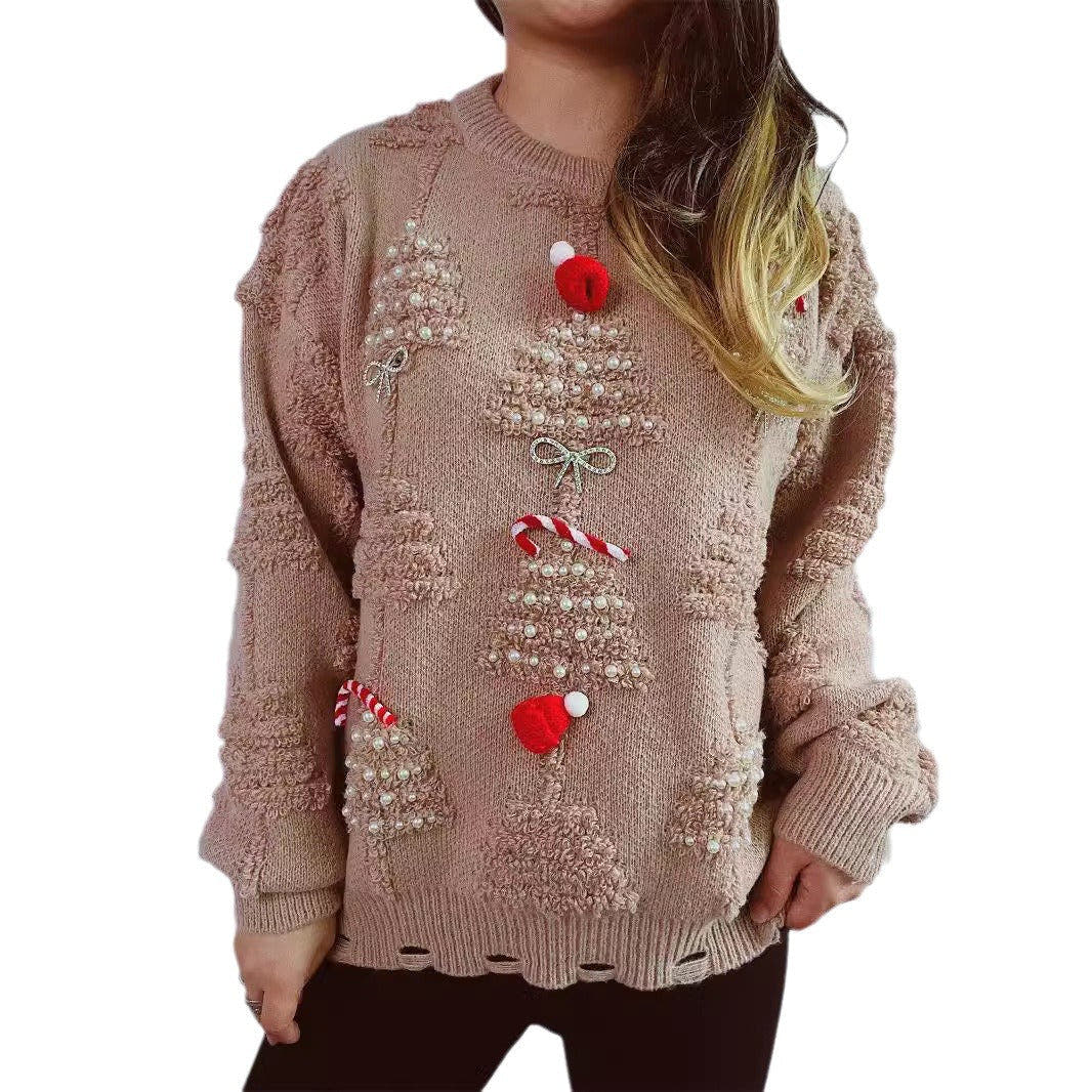 Weihnachtspullover Damen aus weichem Strick mit Weihnachtsmotiven