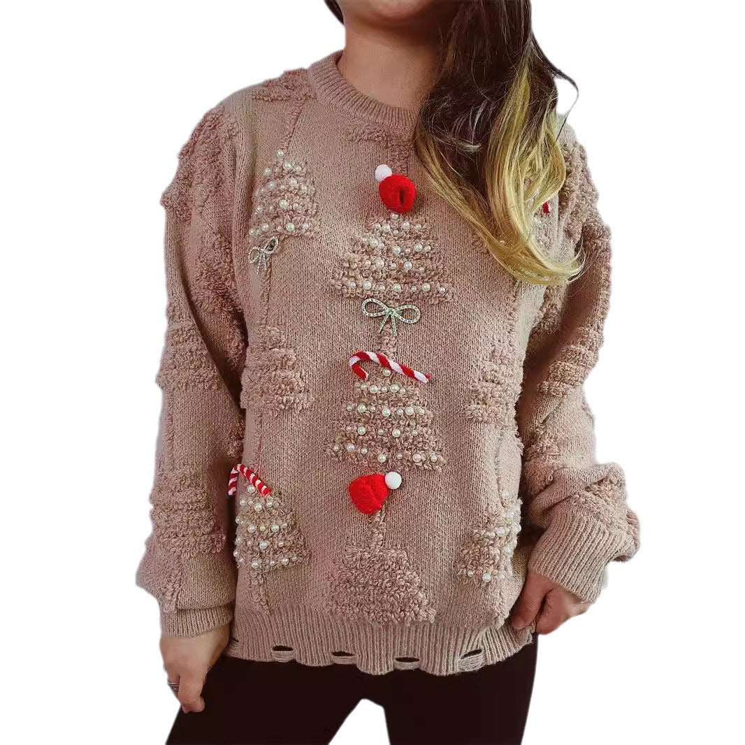 Weihnachtspullover Damen aus weichem Strick mit Weihnachtsmotiven