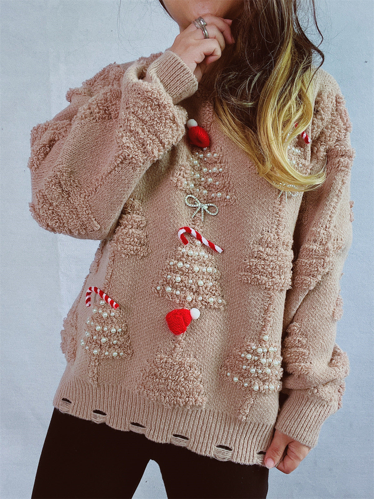 Weihnachtspullover Damen aus weichem Strick mit Weihnachtsmotiven