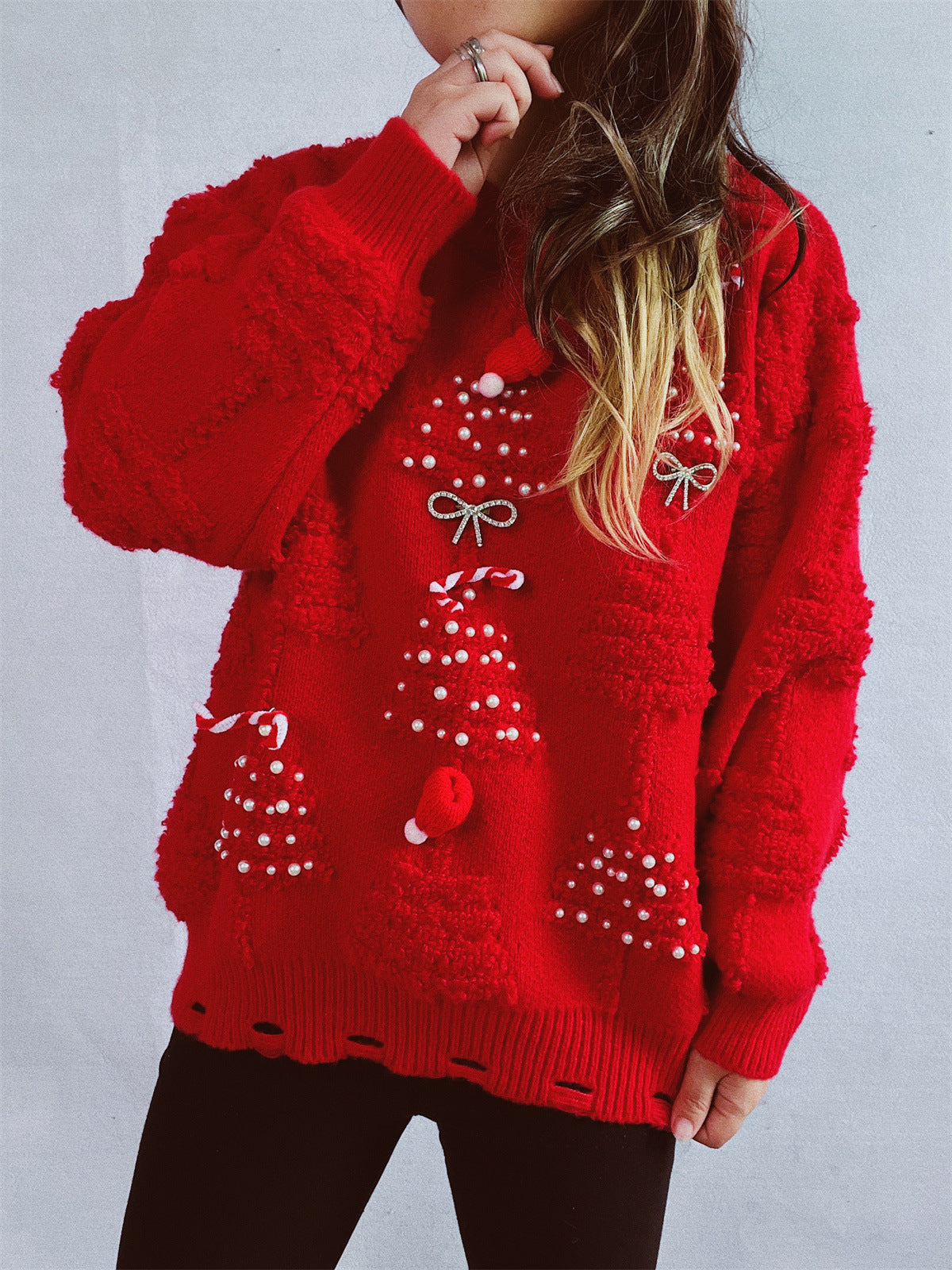 Weihnachtspullover Damen aus weichem Strick mit Weihnachtsmotiven