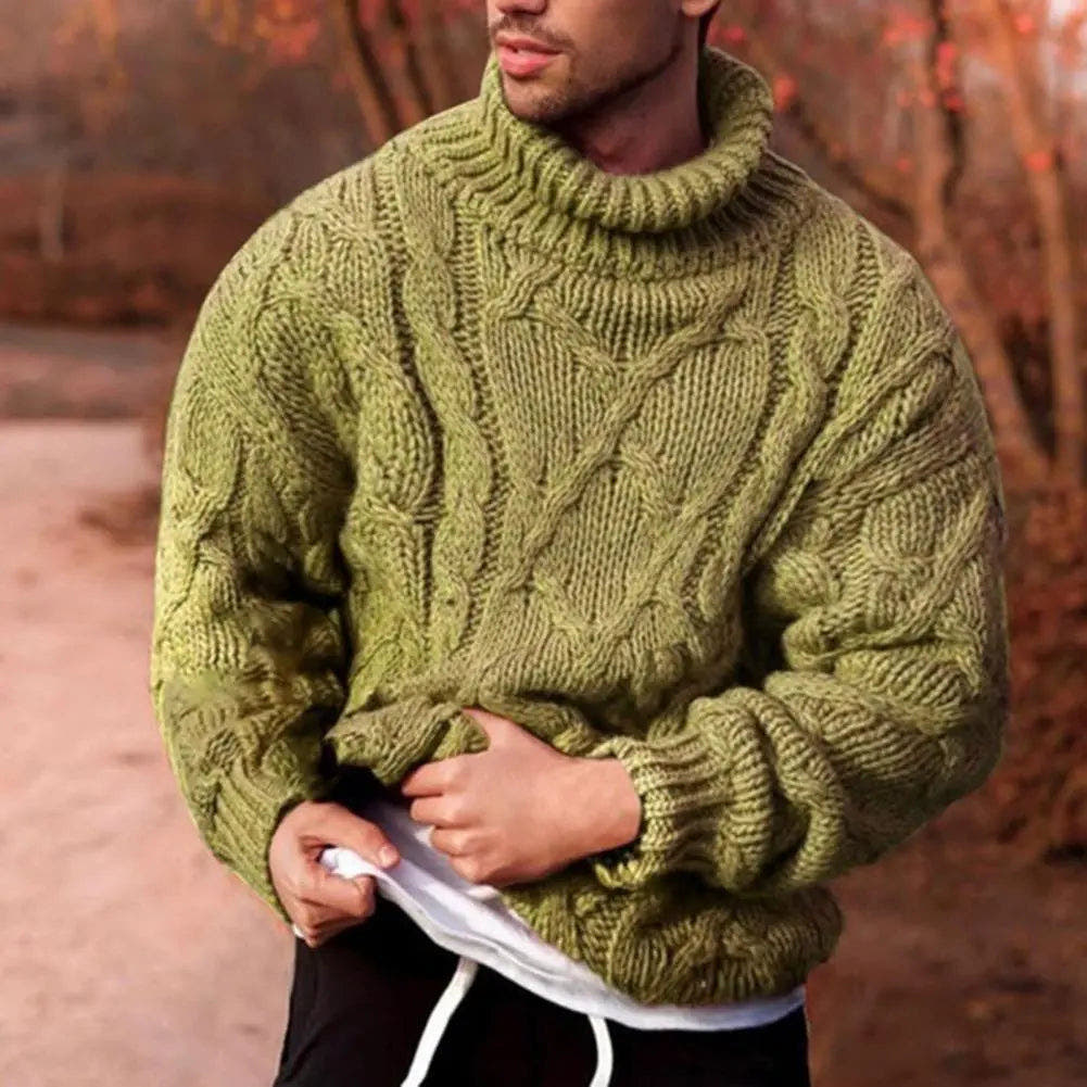 Weihnachtspullover Herren dick gestrickt mit hohem Rollkragen