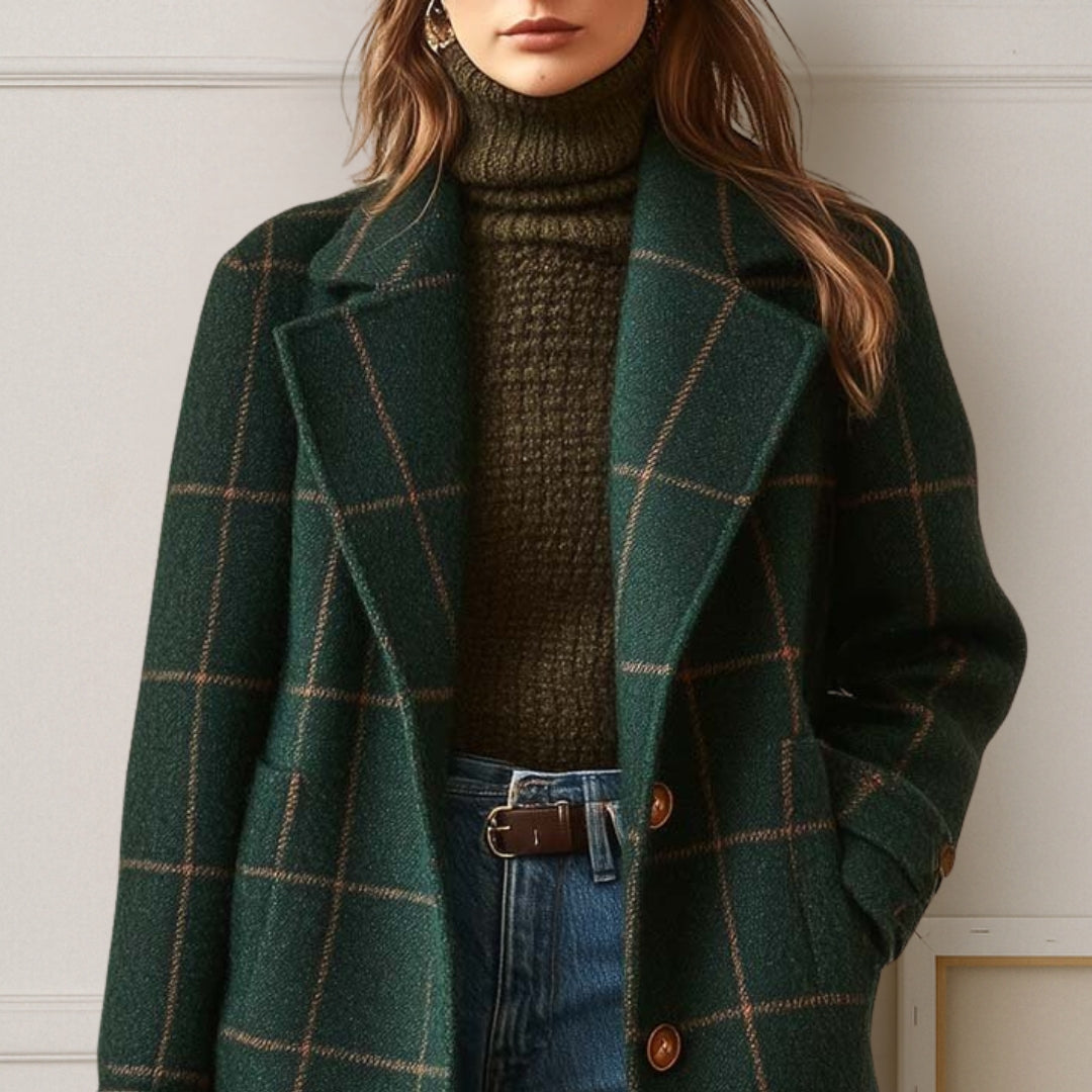 Winterjacke Damen aus wärmendem Tweed, knielang mit Reverskragen