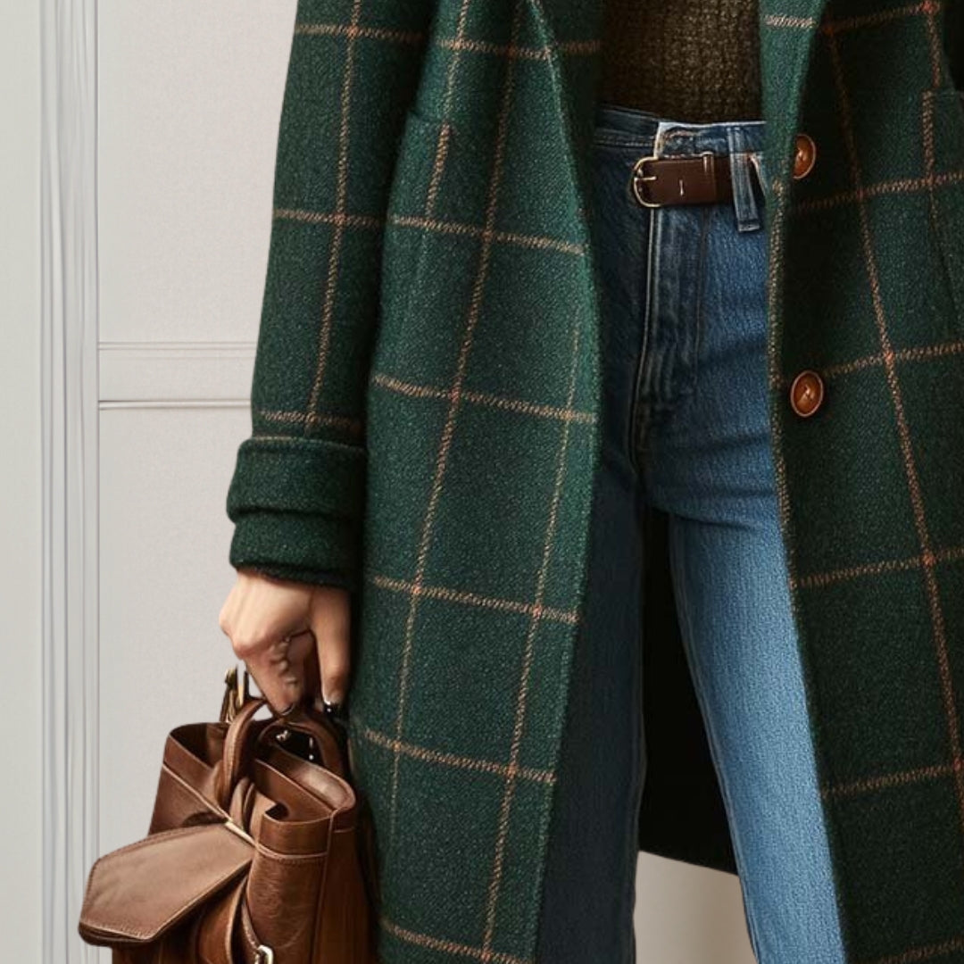Winterjacke Damen aus wärmendem Tweed, knielang mit Reverskragen