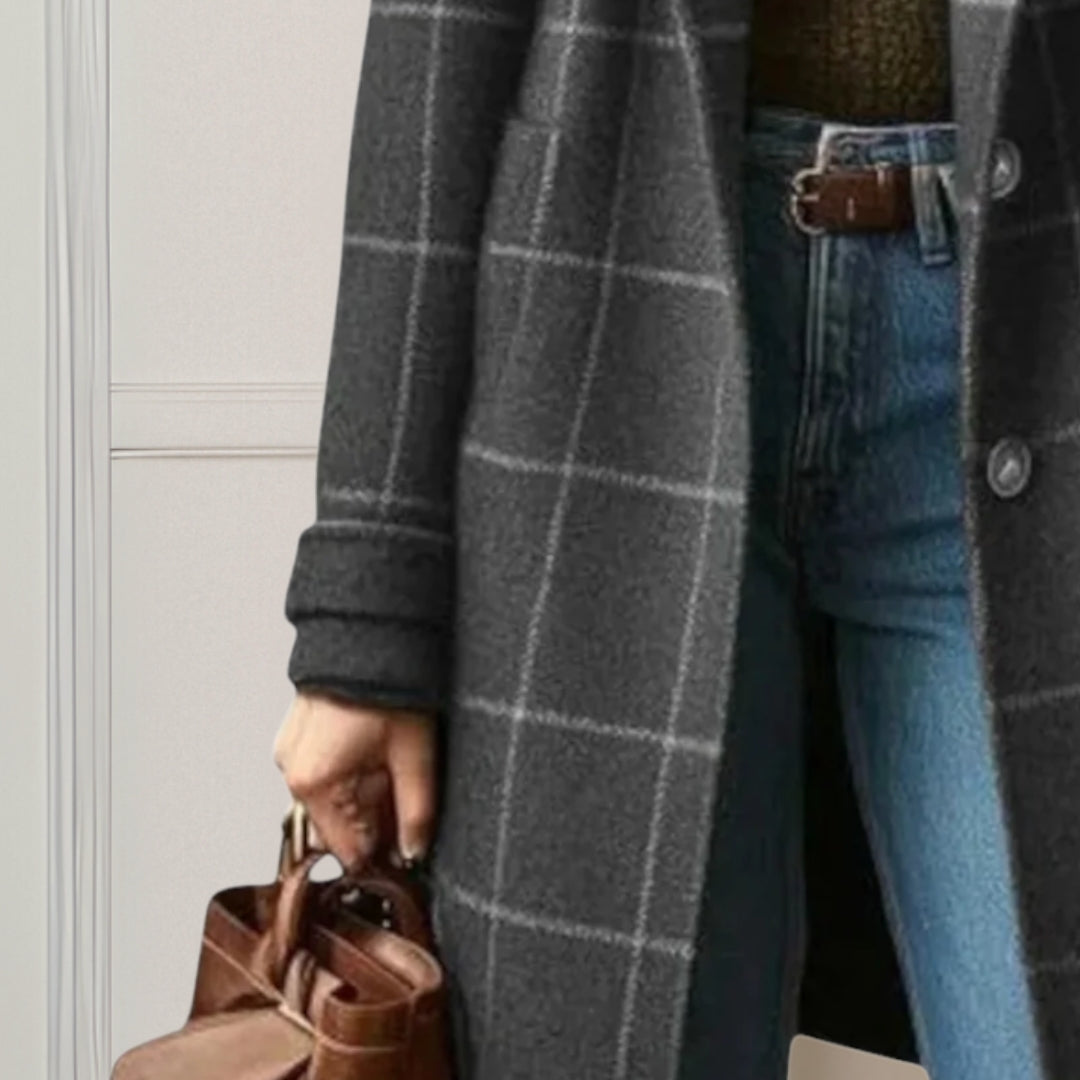 Winterjacke Damen aus wärmendem Tweed, knielang mit Reverskragen