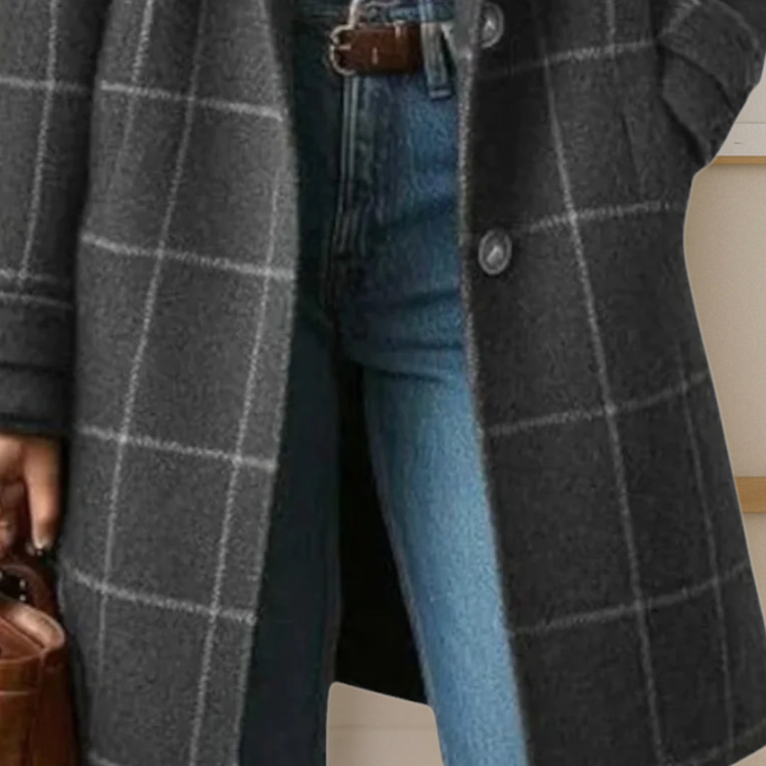 Winterjacke Damen aus wärmendem Tweed, knielang mit Reverskragen