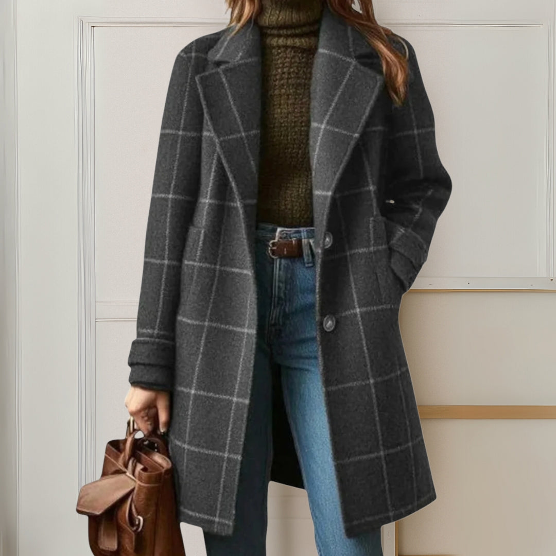 Winterjacke Damen aus wärmendem Tweed, knielang mit Reverskragen