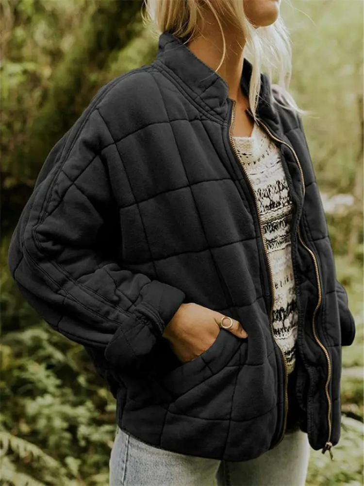 Winterjacke Damen gepolstert im Oversize-Schnitt mit Stehkragen