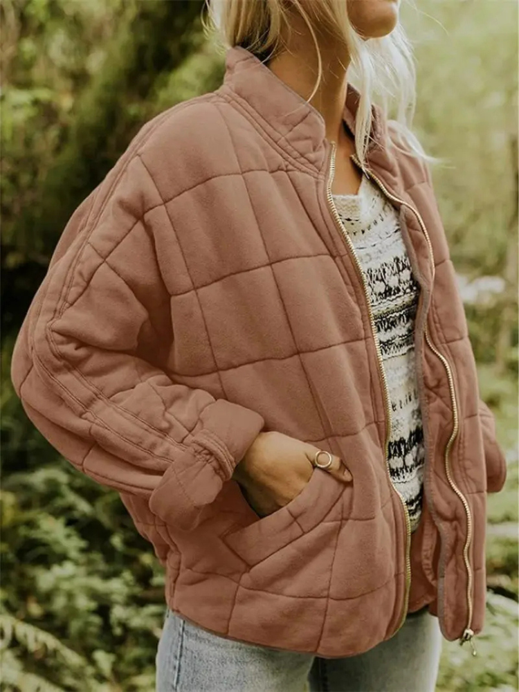 Winterjacke Damen gepolstert im Oversize-Schnitt mit Stehkragen