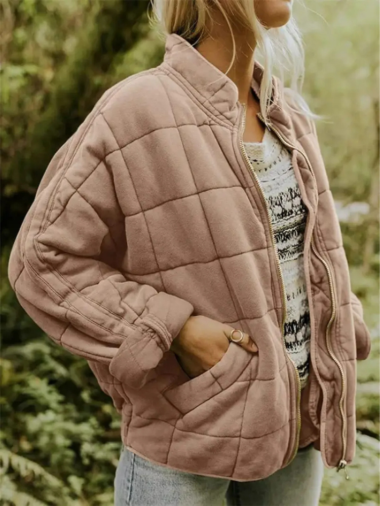 Winterjacke Damen gepolstert im Oversize-Schnitt mit Stehkragen