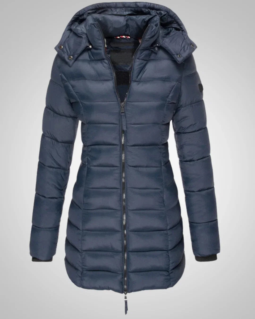 Winterjacke Damen mit Daunen, tailliert und abnehmbarer Kapuze