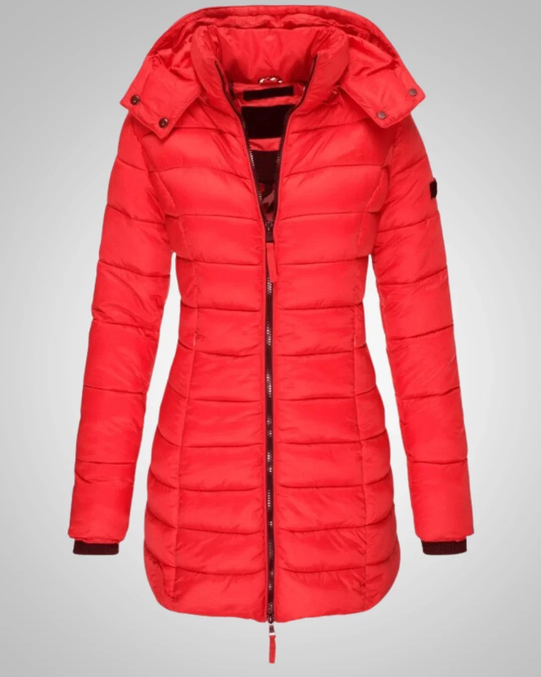 Winterjacke Damen mit Daunen, tailliert und abnehmbarer Kapuze