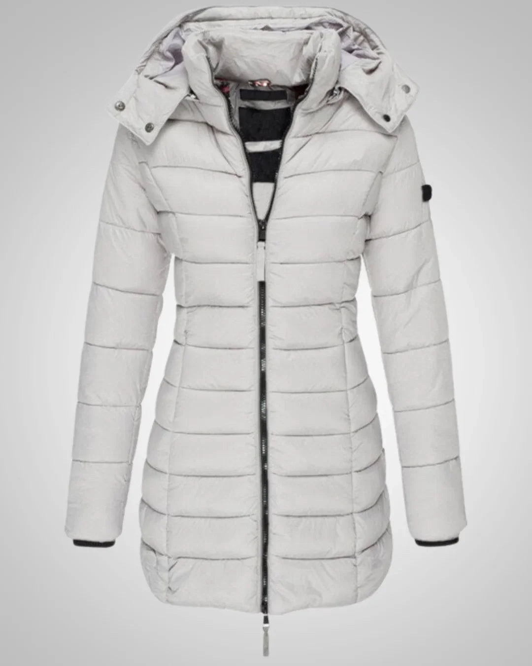 Winterjacke Damen mit Daunen, tailliert und abnehmbarer Kapuze