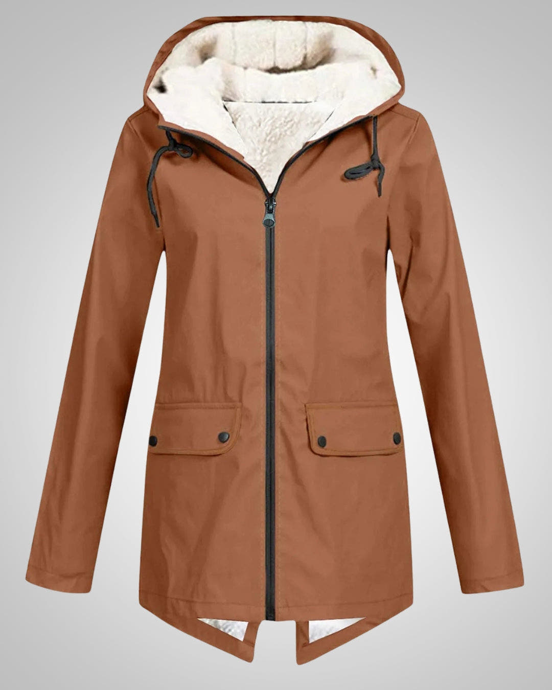 Winterjacke Damen mit Kunstfellfutter, tailliert und mit Kapuze