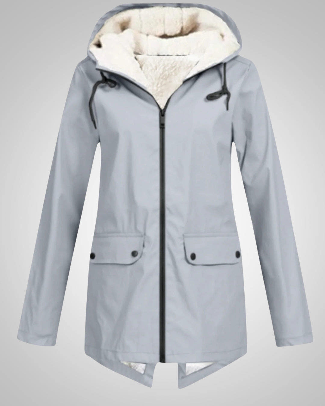 Winterjacke Damen mit Kunstfellfutter, tailliert und mit Kapuze