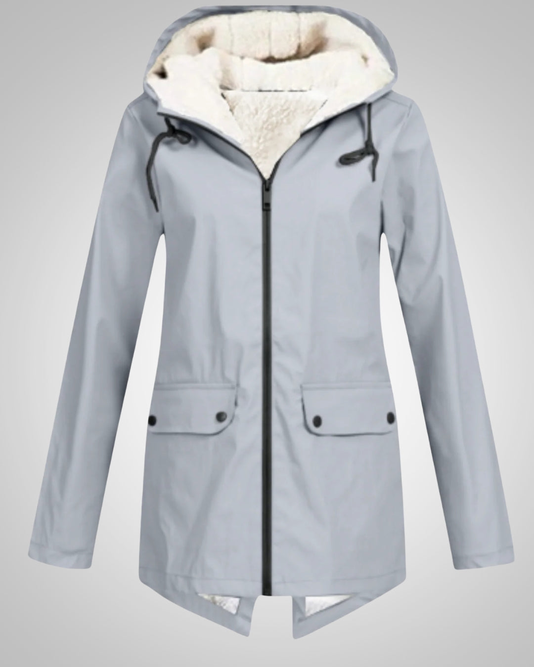 Winterjacke Damen mit Kunstfellfutter, tailliert und mit Kapuze
