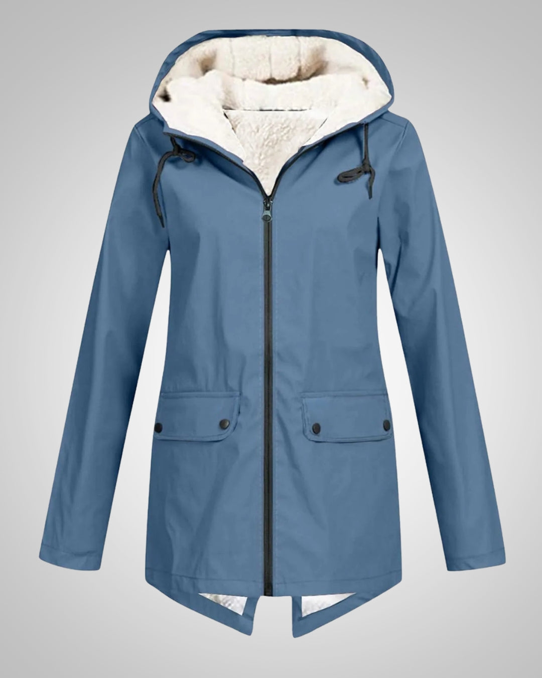 Winterjacke Damen mit Kunstfellfutter, tailliert und mit Kapuze