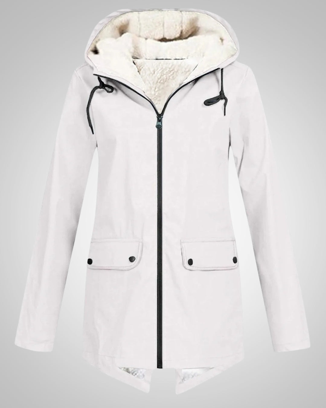 Winterjacke Damen mit Kunstfellfutter, tailliert und mit Kapuze