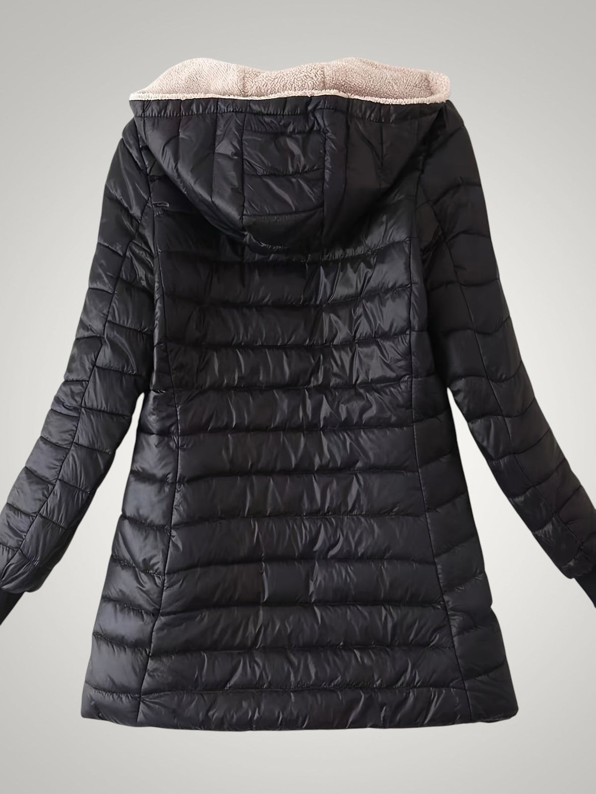 Winterjacke Damen mit Teddyfleece-Futter, lange Daunenjacke