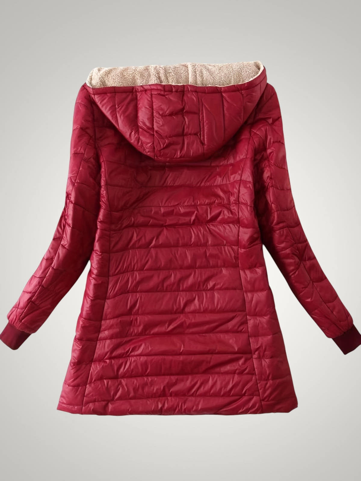 Winterjacke Damen mit Teddyfleece-Futter, lange Daunenjacke