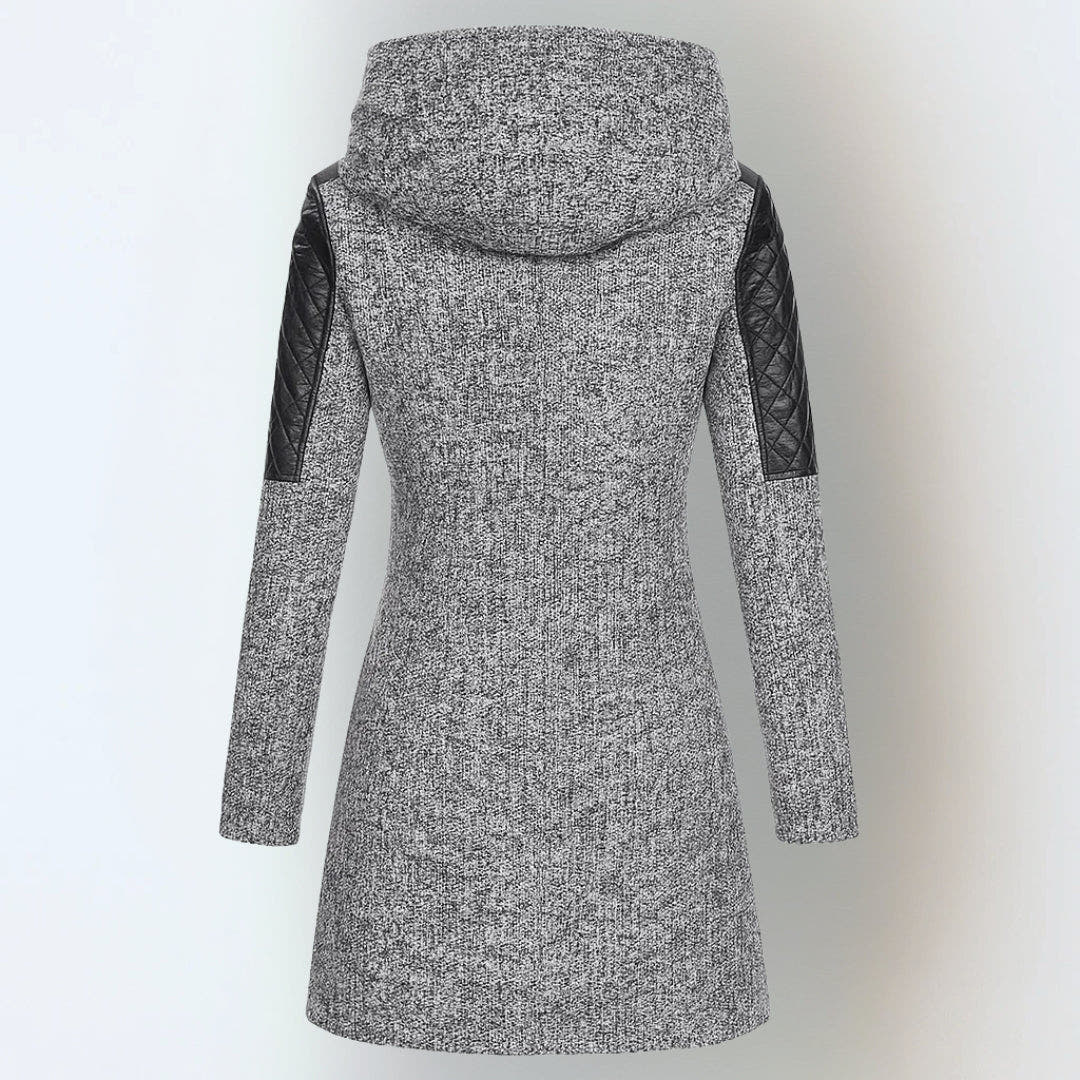 Winterjacke Damen warm, tailliert mit Kapuze und Reverskragen