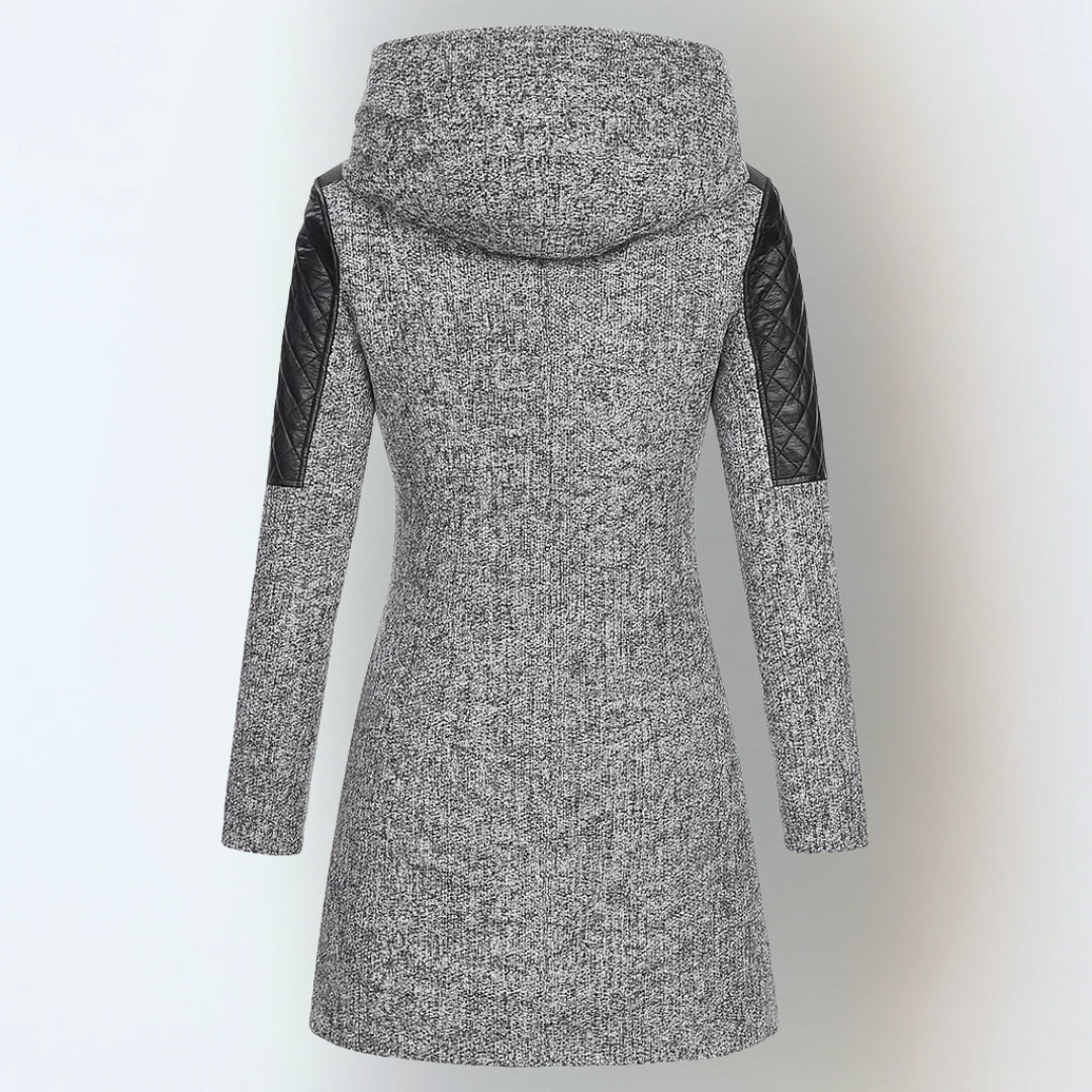 Winterjacke Damen warm, tailliert mit Kapuze und Reverskragen
