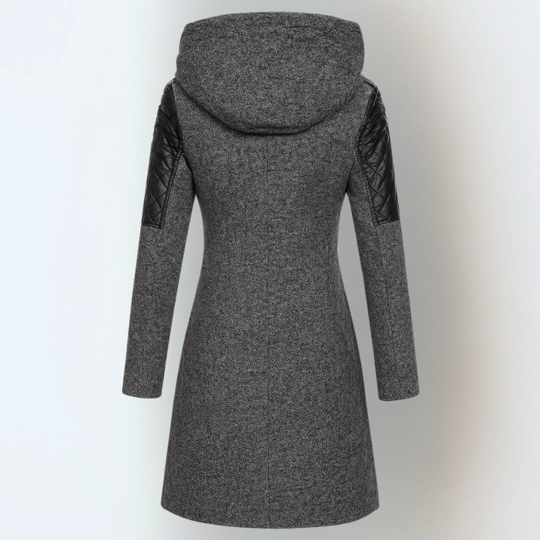 Winterjacke Damen warm, tailliert mit Kapuze und Reverskragen