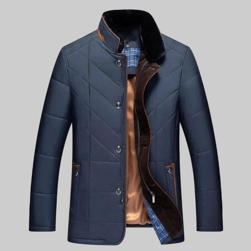 Winterjacke Herren gesteppt und wattiert mit Kunstpelz-Stehkragen