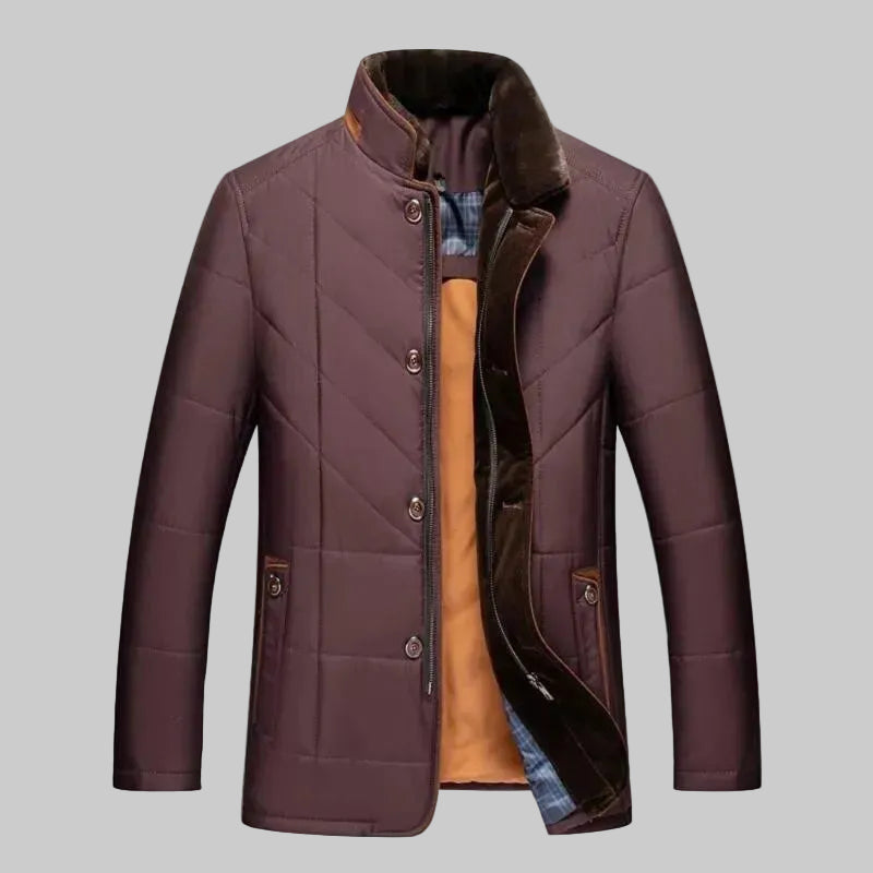 Winterjacke Herren gesteppt und wattiert mit Kunstpelz-Stehkragen
