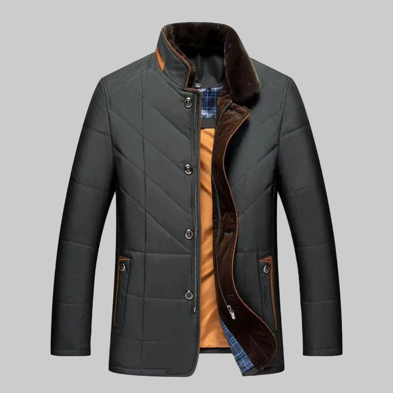Winterjacke Herren gesteppt und wattiert mit Kunstpelz-Stehkragen