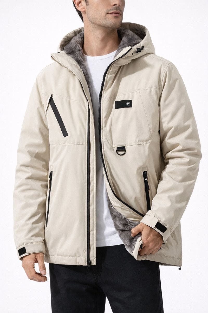 Winterjacke Herren leicht mit flauschigem Innenfutter und Kapuze